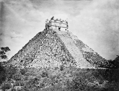 <em>"Chichen Itza. The Castillo, Looking South-East."</em>, 1889. Bw copy negative, 4 x 5in (10.2 x 12.8 cm). Brooklyn Museum, Maudslay. (F1435_M442_Maudslay_029_SL3.jpg