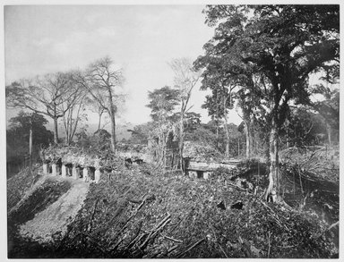 <em>"Palenque. View of the Palace, from the Temple of Inscriptions."</em>, 1890. Bw copy negative, 4 x 5in (10.2 x 12.8 cm). Brooklyn Museum, Maudslay. (F1435_M442_Maudslay_037_SL3.jpg