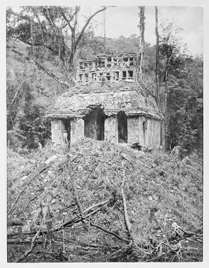 <em>"Palenque.  Temple of the Sun."</em>, 1890. Bw copy negative, 4 x 5in (10.2 x 12.8 cm). Brooklyn Museum, Maudslay. (F1435_M442_Maudslay_041_SL3.jpg