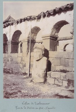 <em>"Eglise de Tiahuanaco. Vue de la Statue en gris, Mamita."</em>, 1903. Bw photograph (original print), 9 x 7in (23 x 18cm). Brooklyn Museum, Sintich. (F3319.1_T55_M69_Sintich_008.jpg