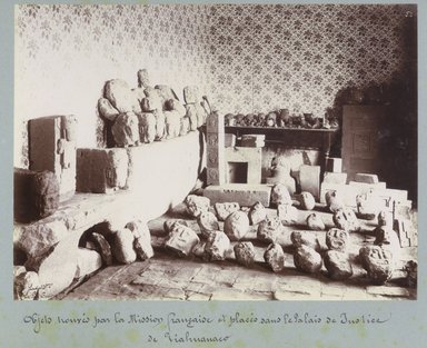 <em>"Objets trouvés par la Mission française et placés dans le Palais de Justice de Tiahuanaco."</em>, 1903. Bw photograph (original print), 9 x 7in (23 x 18cm). Brooklyn Museum, Sintich. (F3319.1_T55_M69_Sintich_011.jpg