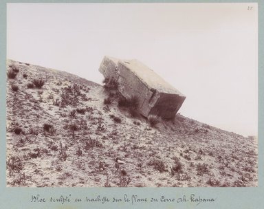 <em>"Bloc sculpté en trachyte sur le flanc du Cerro ak. Kapana."</em>, 1903. Bw photograph (original print), 9 x 7in (23 x 18cm). Brooklyn Museum, Sintich. (F3319.1_T55_M69_Sintich_019.jpg