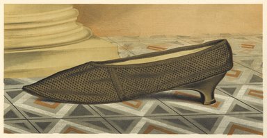 <em>"Lady Mary Mordaunt’s Shoe (Black)"</em>, 1885. Printed material. Brooklyn Museum. (Photo: Brooklyn Museum, GT2130_G7_Greig_1885_pl06_PS4.jpg