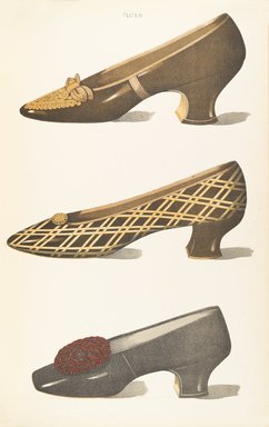 <em>"Color illustration of shoes."</em>, 1900. Printed material. Brooklyn Museum. (Photo: Brooklyn Museum, GT2130_G7d_Greig_1900_pl04_PS4.jpg