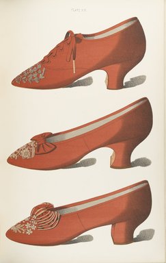 <em>"Color illustration of shoes."</em>, 1900. Printed material. Brooklyn Museum. (Photo: Brooklyn Museum, GT2130_G7d_Greig_1900_pl19_PS4.jpg