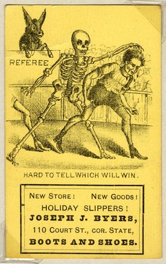 <em>"Tradecard. Joseph J. Byers. 110 Court St. Brooklyn, NY. Recto."</em>. Printed material, 4 x 2.125 in (9 x 5.5 cm). Brooklyn Museum, CHART_2011. (HF5841_Ad9_p5A_tradecard07_recto.jpg