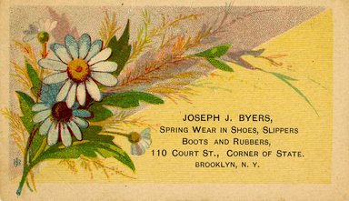 <em>"Trade card. Edwin C. Burt & Co. Brooklyn."</em>. Printed material, 10.5 x 6cm. Brooklyn Museum, CHART_2012. (HF5841_B11_partB_tradecard05_Byers.jpg