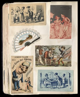 <em>"Full view of scrapbook page. Includes 1 tradecard of Brooklyn business: George Metzler Fine Shoes."</em>. Printed material, 10 x 12.25 in (25.4 x 31.1 cm). Brooklyn Museum, CHART_2012. (HF5841_C59_v1_p51.jpg