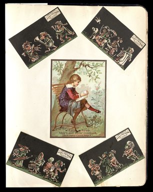 <em>"Full view of scrapbook page. Includes 5 tradecards of Brooklyn businesses: Nicoll the Tailor, McKeon & Todd."</em>. Printed material, 10 x 12.25 in (25.4 x 31.1 cm). Brooklyn Museum, CHART_2012. (HF5841_C59_v1_p74.jpg