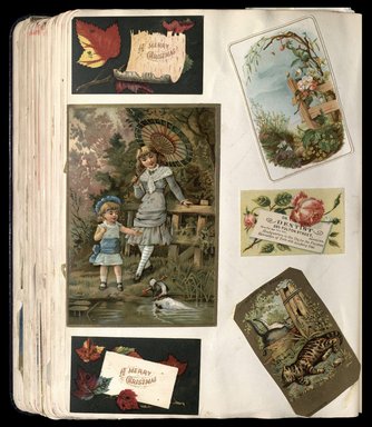 <em>"Full view of scrapbook page. Includes 1 tradecard of Brooklyn business: Dr. L. J. Hoyt."</em>. Printed material, 10 x 12.25 in (25.4 x 31.1 cm). Brooklyn Museum, CHART_2012. (HF5841_C59_v1_p75.jpg