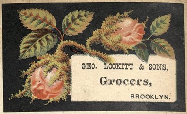 <em>"Tradecard. George Lockitt and Sons. Brooklyn."</em>. Printed material, 2 x 3in. (4.5 x 8cm). Brooklyn Museum, CHART_2012. (HF5841_C59_v2_p18c_tradecard_George_Lockitt_and_Sons.jpg