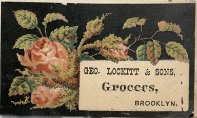 <em>"Tradecard. George Lockitt and Sons. Brooklyn."</em>. Printed material, 2 x 3in. (4.5 x 8cm). Brooklyn Museum, CHART_2012. (HF5841_C59_v2_p18o_tradecard_George_Lockitt_and_Sons.jpg