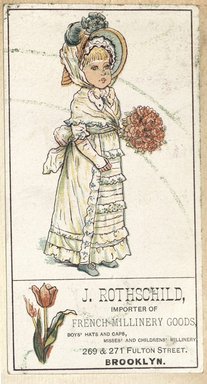 <em>"Tradecard. J. Rothschild. 269 and 271 Fulton Street. Brooklyn."</em>. Printed material, 4.5 x 3in (12 x 7.5cm). Brooklyn Museum, CHART_2012. (HF5841_C59_v2_p46d_tradecard_Rothschild.jpg