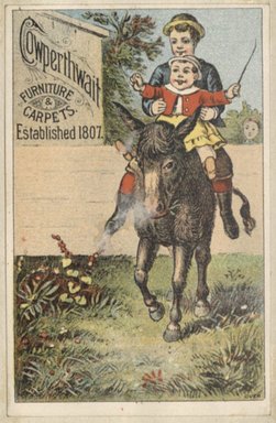 <em>"Tradecard. Cowperthwait. Brooklyn."</em>. Printed material, 4 x 3in (10 x 8cm). Brooklyn Museum, CHART_2012. (HF5841_C59_v2_p79e_tradecard_Cowperthwait.jpg