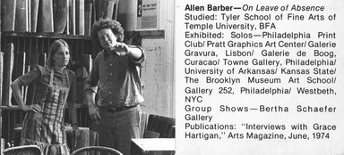 <em>"Brooklyn Museum Art School faculty. Allen Barber, ca. 1979."</em>, 1979. Bw photographic print. Brooklyn Museum, Art School. (Photo: Brooklyn Museum, MAS_Vfacultyi002.jpg