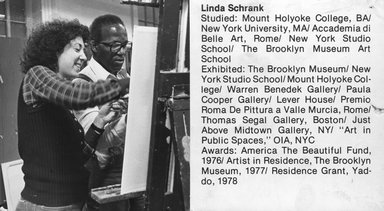 <em>"Brooklyn Museum Art School faculty. Linda Schrank, ca. 1979."</em>, 1979. Bw photographic print. Brooklyn Museum, Art School. (Photo: Brooklyn Museum, MAS_Vfacultyi010.jpg
