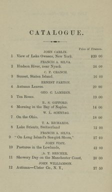<em>"Checklist."</em>, 1874. Printed material. Brooklyn Museum, NYARC Documenting the Gilded Age phase 2. (Photo: New York Art Resources Consortium, N1206_Un3_R93_1874_0006.jpg