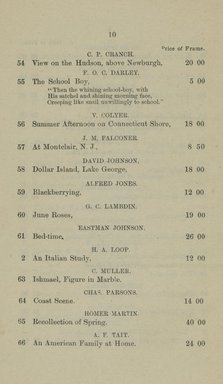 <em>"Checklist."</em>, 1874. Printed material. Brooklyn Museum, NYARC Documenting the Gilded Age phase 2. (Photo: New York Art Resources Consortium, N1206_Un3_R93_1874_0010.jpg