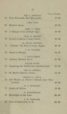 <em>"Checklist."</em>, 1874. Printed material. Brooklyn Museum, NYARC Documenting the Gilded Age phase 2. (Photo: New York Art Resources Consortium, N1206_Un3_R93_1874_0011.jpg