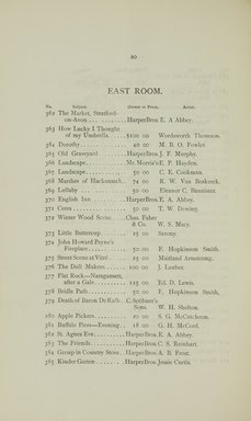 <em>"Checklist."</em>, 1880. Printed material. Brooklyn Museum, NYARC Documenting the Gilded Age phase 1. (Photo: New York Art Resources Consortium, N1206_Un3_Sa4_0030.jpg