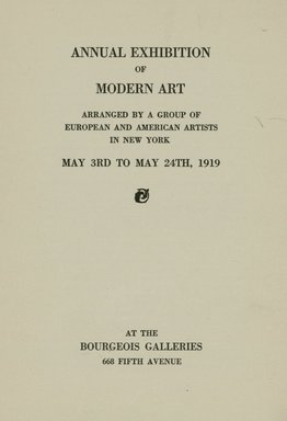 <em>"Title page."</em>, 1919. Printed material. Brooklyn Museum, NYARC Documenting the Gilded Age phase 2. (Photo: New York Art Resources Consortium, N1228_B66_1919_0003.jpg