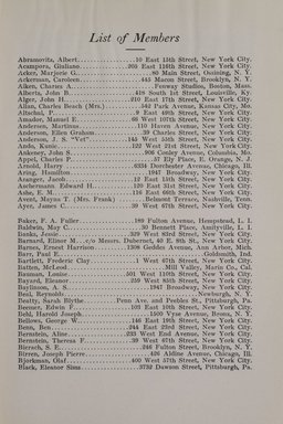 <em>"Member list."</em>, 1918. Printed material. Brooklyn Museum, NYARC Documenting the Gilded Age phase 2. (Photo: New York Art Resources Consortium, N1236_Un3_So2_1918_0095.jpg