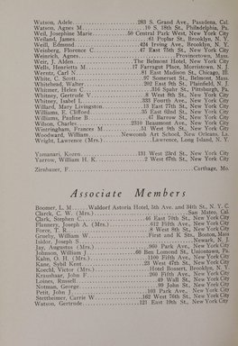 <em>"Member list."</em>, 1919. Printed material. Brooklyn Museum, NYARC Documenting the Gilded Age phase 2. (Photo: New York Art Resources Consortium, N1236_Un3_So2_1919_0112.jpg