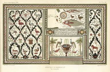 <em>"La Mosaïque de Hammam-Lif. Vue d'ensemble."</em>, 1884. Printed illustration. Brooklyn Museum. (N1_RA_1884_mosaics_003_ser3_v3_plVII_plVIII.jpg