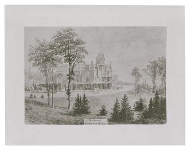 <em>"Bierstadt Collection. Malkasten. Irvington on Hudson (exterior)."</em>. Bw photograph, 6 x 4in (15 x 10.5 cm). Brooklyn Museum, Bierstadt. (N200_B473_A1_1996.169.2_SL3.jpg