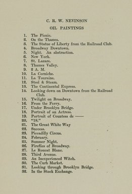 <em>"Checklist."</em>, 1920. Printed material. Brooklyn Museum, NYARC Documenting the Gilded Age phase 2. (Photo: New York Art Resources Consortium, N200_N41_B66_0014.jpg
