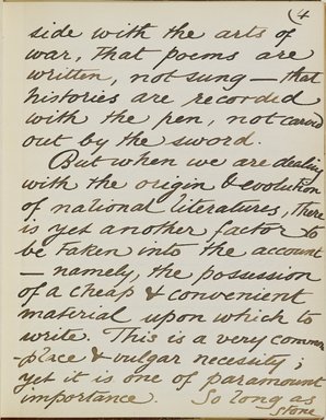 <em>"Original manuscript of a lecture given by Amelia Edwards at the Brooklyn Academy of Music on March 10, 1890."</em>. Manuscript. Brooklyn Museum. (Photo: Brooklyn Museum, N362.1_E9_Edwards_p004_PS4.jpg