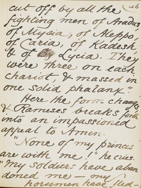 <em>"Original manuscript of a lecture given by Amelia Edwards at the Brooklyn Academy of Music on March 10, 1890."</em>. Manuscript. Brooklyn Museum. (Photo: Brooklyn Museum, N362.1_E9_Edwards_p046_PS4.jpg