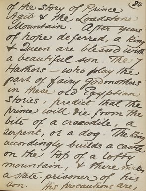 <em>"Original manuscript of a lecture given by Amelia Edwards at the Brooklyn Academy of Music on March 10, 1890."</em>. Manuscript. Brooklyn Museum. (Photo: Brooklyn Museum, N362.1_E9_Edwards_p084_PS4.jpg