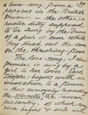 <em>"Original manuscript of a lecture given by Amelia Edwards at the Brooklyn Academy of Music on March 10, 1890."</em>. Manuscript. Brooklyn Museum. (Photo: Brooklyn Museum, N362.1_E9_Edwards_p089_PS4.jpg