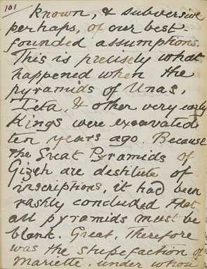 <em>"Original manuscript of a lecture given by Amelia Edwards at the Brooklyn Academy of Music on March 10, 1890."</em>. Manuscript. Brooklyn Museum. (Photo: Brooklyn Museum, N362.1_E9_Edwards_p101_PS4.jpg