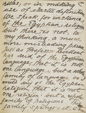 <em>"Original manuscript of a lecture given by Amelia Edwards at the Brooklyn Academy of Music on March 10, 1890."</em>. Manuscript. Brooklyn Museum. (Photo: Brooklyn Museum, N362.1_E9_Edwards_p104_PS4.jpg