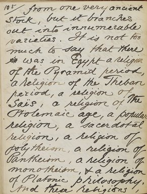 <em>"Original manuscript of a lecture given by Amelia Edwards at the Brooklyn Academy of Music on March 10, 1890."</em>. Manuscript. Brooklyn Museum. (Photo: Brooklyn Museum, N362.1_E9_Edwards_p105_PS4.jpg