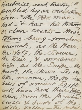 <em>"Original manuscript of a lecture given by Amelia Edwards at the Brooklyn Academy of Music on March 10, 1890."</em>. Manuscript. Brooklyn Museum. (Photo: Brooklyn Museum, N362.1_E9_Edwards_p116_PS4.jpg