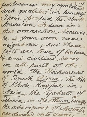 <em>"Original manuscript of a lecture given by Amelia Edwards at the Brooklyn Academy of Music on March 10, 1890."</em>. Manuscript. Brooklyn Museum. (Photo: Brooklyn Museum, N362.1_E9_Edwards_p118_PS4.jpg