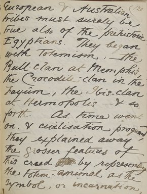 <em>"Original manuscript of a lecture given by Amelia Edwards at the Brooklyn Academy of Music on March 10, 1890."</em>. Manuscript. Brooklyn Museum. (Photo: Brooklyn Museum, N362.1_E9_Edwards_p120_PS4.jpg