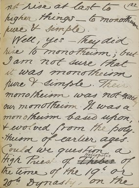 <em>"Original manuscript of a lecture given by Amelia Edwards at the Brooklyn Academy of Music on March 10, 1890."</em>. Manuscript. Brooklyn Museum. (Photo: Brooklyn Museum, N362.1_E9_Edwards_p122b_PS4.jpg