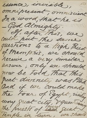 <em>"Original manuscript of a lecture given by Amelia Edwards at the Brooklyn Academy of Music on March 10, 1890."</em>. Manuscript. Brooklyn Museum. (Photo: Brooklyn Museum, N362.1_E9_Edwards_p123_PS4.jpg