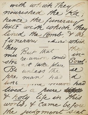 <em>"Original manuscript of a lecture given by Amelia Edwards at the Brooklyn Academy of Music on March 10, 1890."</em>. Manuscript. Brooklyn Museum. (Photo: Brooklyn Museum, N362.1_E9_Edwards_p130_PS4.jpg