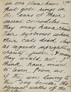 <em>"Original manuscript of a lecture given by Amelia Edwards at the Brooklyn Academy of Music on March 10, 1890."</em>. Manuscript. Brooklyn Museum. (Photo: Brooklyn Museum, N362.1_E9_Edwards_p135_PS4.jpg