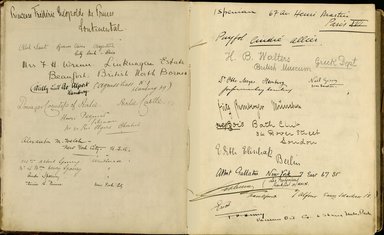 <em>"Maurice Nahman visitor book (1918-1977). Signature page."</em>. Manuscript. Brooklyn Museum. (Photo: Brooklyn Museum, N362_N14_Nahman_visitor_book_p11-12.jpg