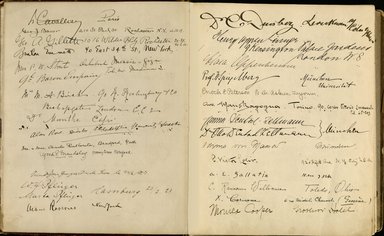 <em>"Maurice Nahman visitor book (1918-1977). Signature page."</em>. Manuscript. Brooklyn Museum. (Photo: Brooklyn Museum, N362_N14_Nahman_visitor_book_p15-16.jpg