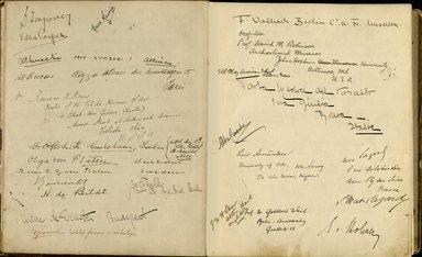 <em>"Maurice Nahman visitor book (1918-1977). Signature page."</em>. Manuscript. Brooklyn Museum. (Photo: Brooklyn Museum, N362_N14_Nahman_visitor_book_p17-18.jpg