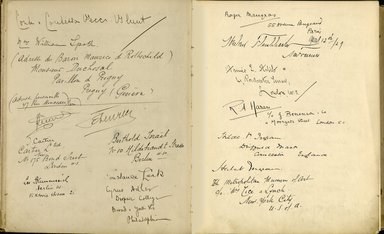 <em>"Maurice Nahman visitor book (1918-1977). Signature page."</em>. Manuscript. Brooklyn Museum. (Photo: Brooklyn Museum, N362_N14_Nahman_visitor_book_p25-26.jpg