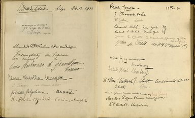 <em>"Maurice Nahman visitor book (1918-1977). Signature page."</em>. Manuscript. Brooklyn Museum. (Photo: Brooklyn Museum, N362_N14_Nahman_visitor_book_p45-46.jpg