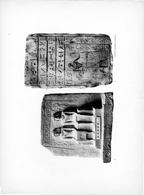 <em>"Plate. I. 1. Stele des Sebak-necht-hor. 2. Stele des Dad und seiner Frau."</em>, 1909. Printed material. Brooklyn Museum, Hathi Trust 2013. (Photo: Brooklyn Museum, N364_L59_B63_Leiden_v2_074_p01.jpg